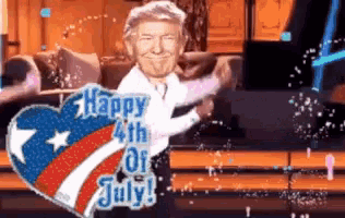 a happy 4th of july greeting card with a man dancing