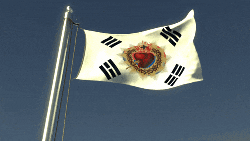 a korean flag with a heart in the middle