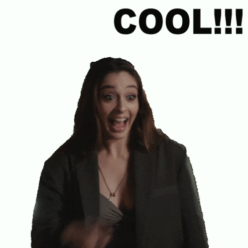 a woman is giving a thumbs up with the word cool written above her
