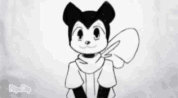 a black and white drawing of a bear wearing a scarf and a shirt .