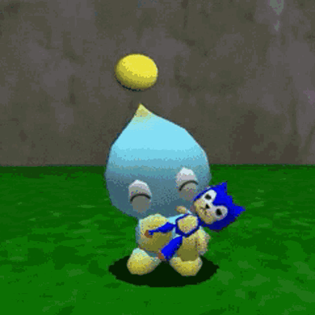 a video game character named sonic is holding a stuffed animal