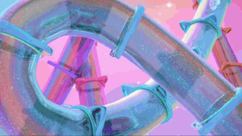 a cartoon drawing of a cat going down a slide
