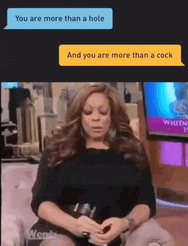 a woman is sitting on a couch with her eyes closed and a text message says you are more than a hole