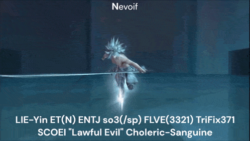 a video game character is holding a sword and the word nevoif is above him