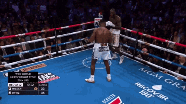 a boxing match between wilder and ortiz is being shown on mgm grand