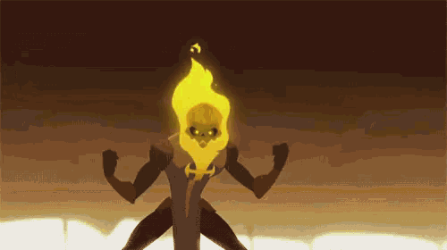 a cartoon character with a skull on his head