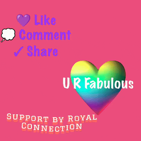 a rainbow heart with the words like comment share ur fabulous support by royal connection below it