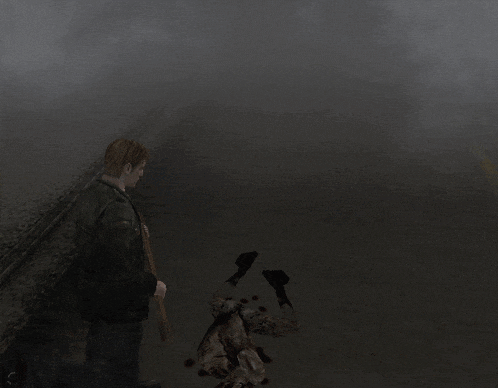 a man in a video game is standing next to a dead body