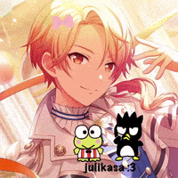 a picture of a girl with a frog and a penguin with julikasa 3 written on it