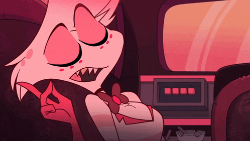 a cartoon character is sitting in a car with a bow tie