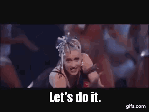 a woman is dancing in a video and saying `` let 's do it . ''