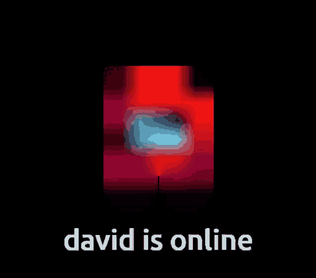 a picture of a red square with the words david is online below it