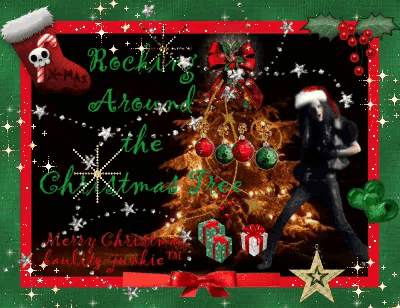 a christmas card that says rockin around the christmas tree on it