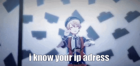 a boy in a hat is standing in front of a bunch of papers and says `` i know your ip address '' .
