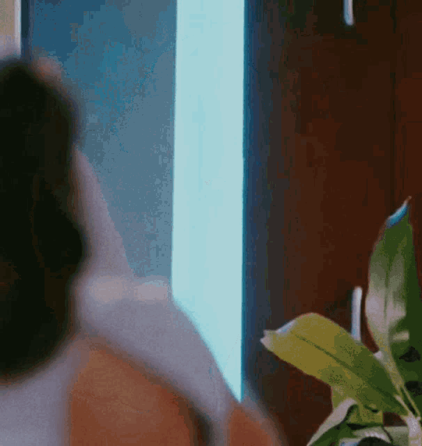 a blurry picture of a person standing in front of a window
