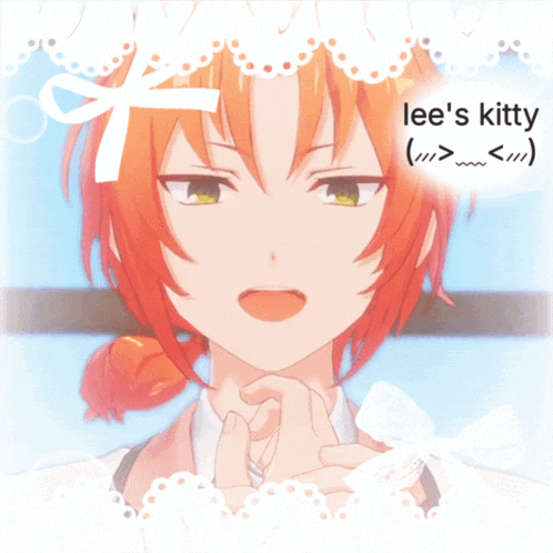 a picture of an anime character with the words lee 's kitty written below it