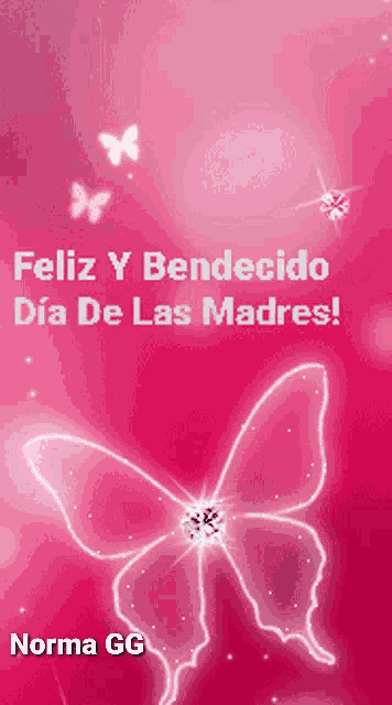 a pink background with the words feliz y bendecido dia de las madres on it