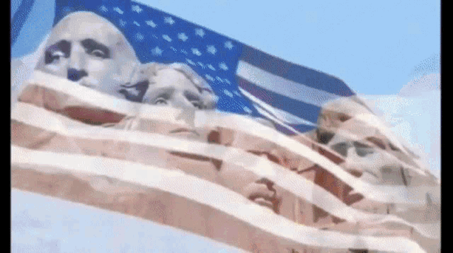 a flag with a statue of george washington and george washington in the background