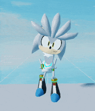 silver the hedgehog is a cartoon character that is standing on a blue surface