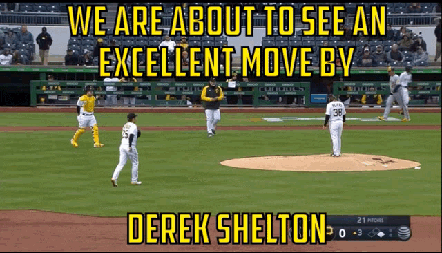 a baseball game is being played and the pitcher derek shelton is about to throw a pitch