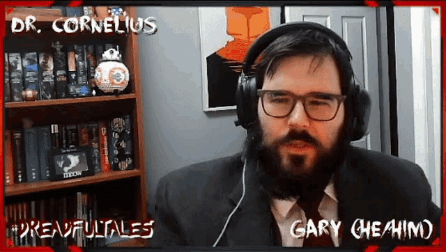 a man with a beard wearing headphones and the name gary cheahim