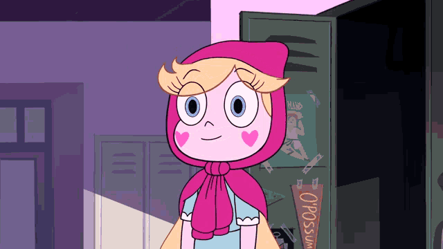 a cartoon character is wearing a pink cape and standing in front of a sign that says opposition