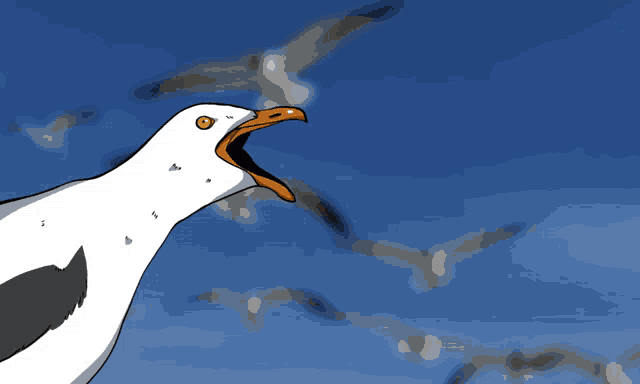 a cartoon of a seagull with the words meeeee eeeeee eeeeee eeeppp