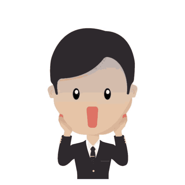 a cartoon drawing of a man with his tongue out