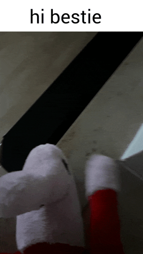 a picture of a stuffed animal with the words hi bestie on the bottom