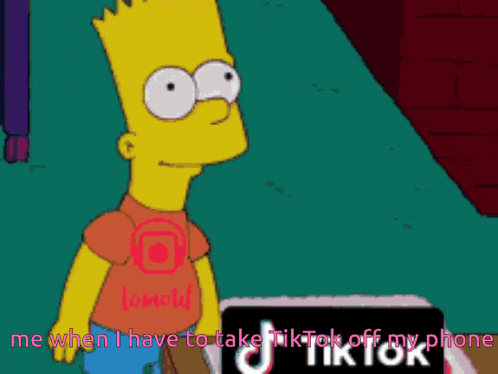 bart simpson is standing in front of a tiktok sign