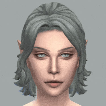 a close up of a person 's face with grey hair