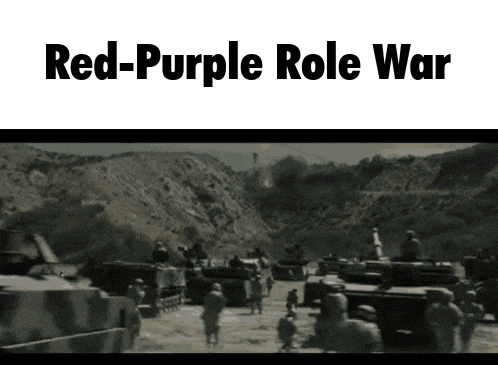 a poster for red-purple role war with a blurred image