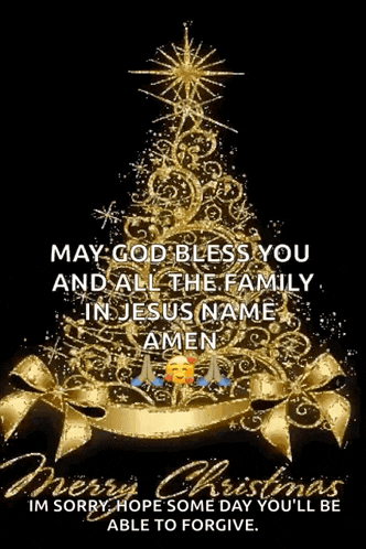 may god bless you and all the family in jesus name amen merry christmas im sorry hope some day you ll be able to forgive