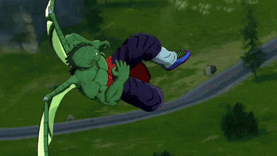 a cartoon character is flying through the air while holding another character 's arm .