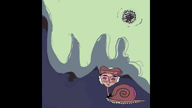 a drawing of a snail with a woman 's head on it