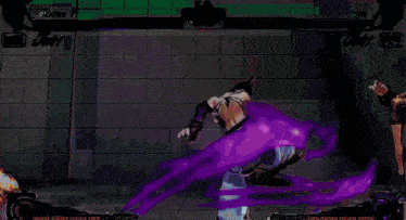 a video game is being played with two female fighters named juri and ken