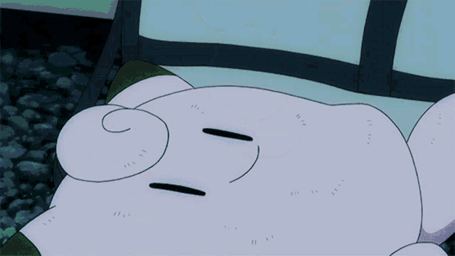 a cartoon character is laying down with a plant growing out of its head