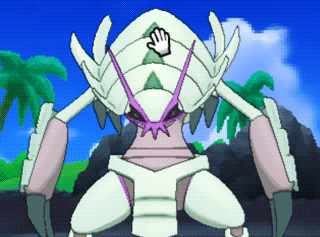 a cartoon drawing of a monster with a hand pointing to it