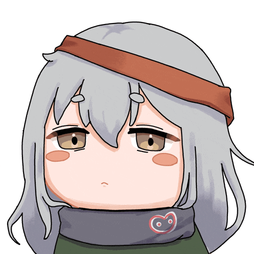 a drawing of a girl with gray hair and a scarf around her neck