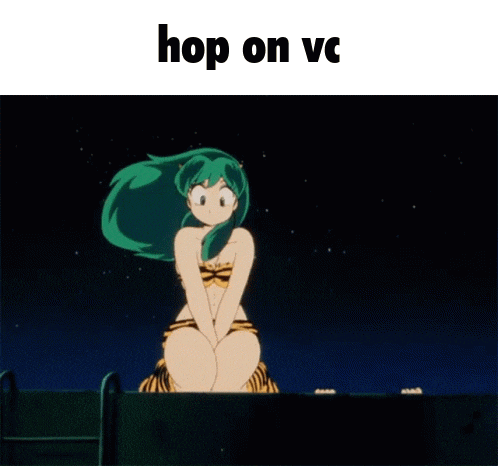 a girl with green hair is sitting on a ledge with the words hop on vc below her