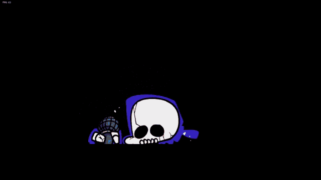 a cartoon of a skeleton with a brain and a microphone