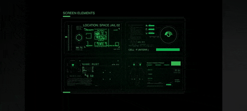 a computer screen with a lot of green displays on it .