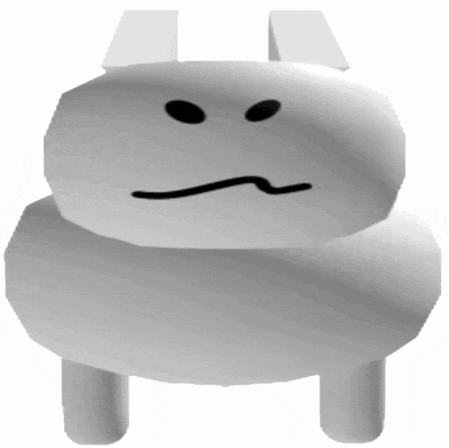 a white cartoon character with an angry face on it 's face