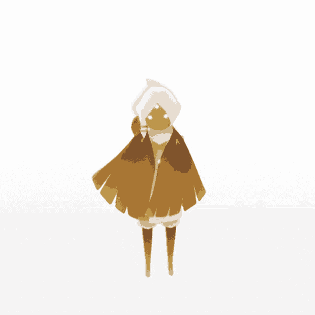 a drawing of a person with a white cape on