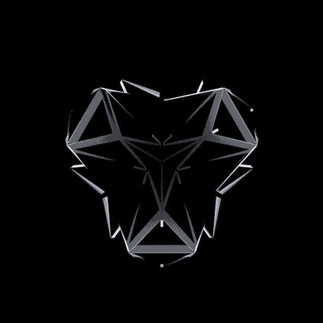 a black background with a geometric shape that looks like a flower