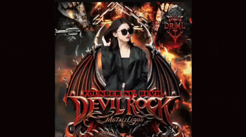a woman with devil wings is on a poster for devil rock