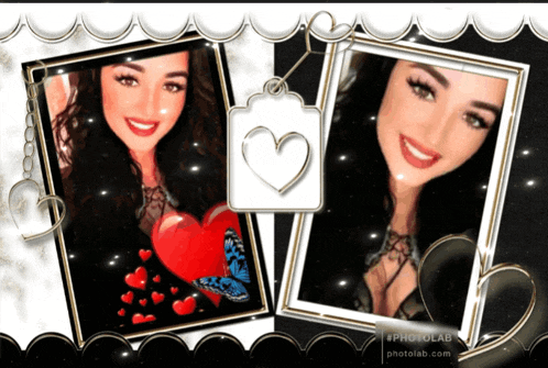 a photo of a woman with a heart and a butterfly is displayed