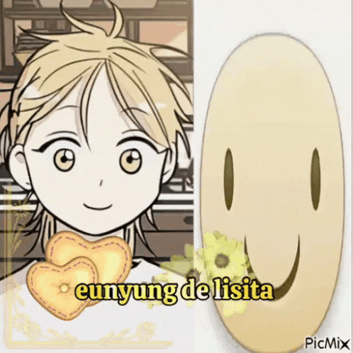 a picture of a girl and a picture of a smiley face with the words eunyung de lisita on it