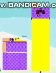 a cartoon drawing of a purple and yellow block with the words bandicam.com written on the bottom .