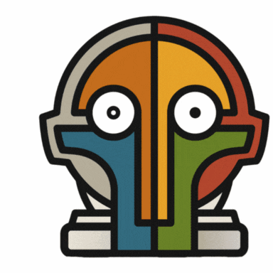 a colorful drawing of a face with a circle in the middle